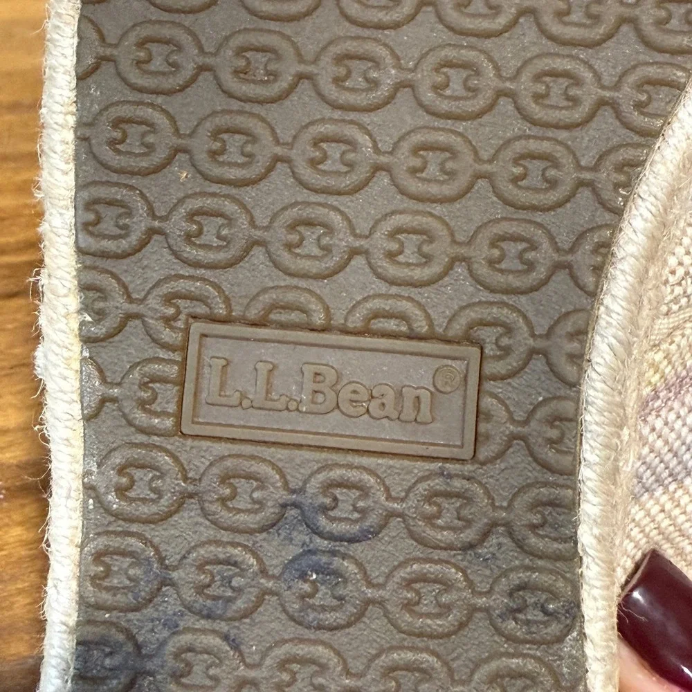 L.L.Bean Women's Slip On Espadrille Shoes Size‎ 9.5 Medium Beige Purple Stripe